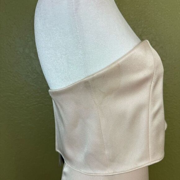 Halston Heritage Women's 0 Strapless Evening Dress Primrose Pink Layered Maxi - Picture 4 of 9